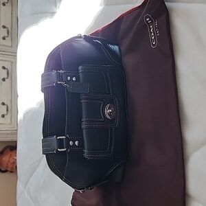 Black Coach Handbag with white stitching